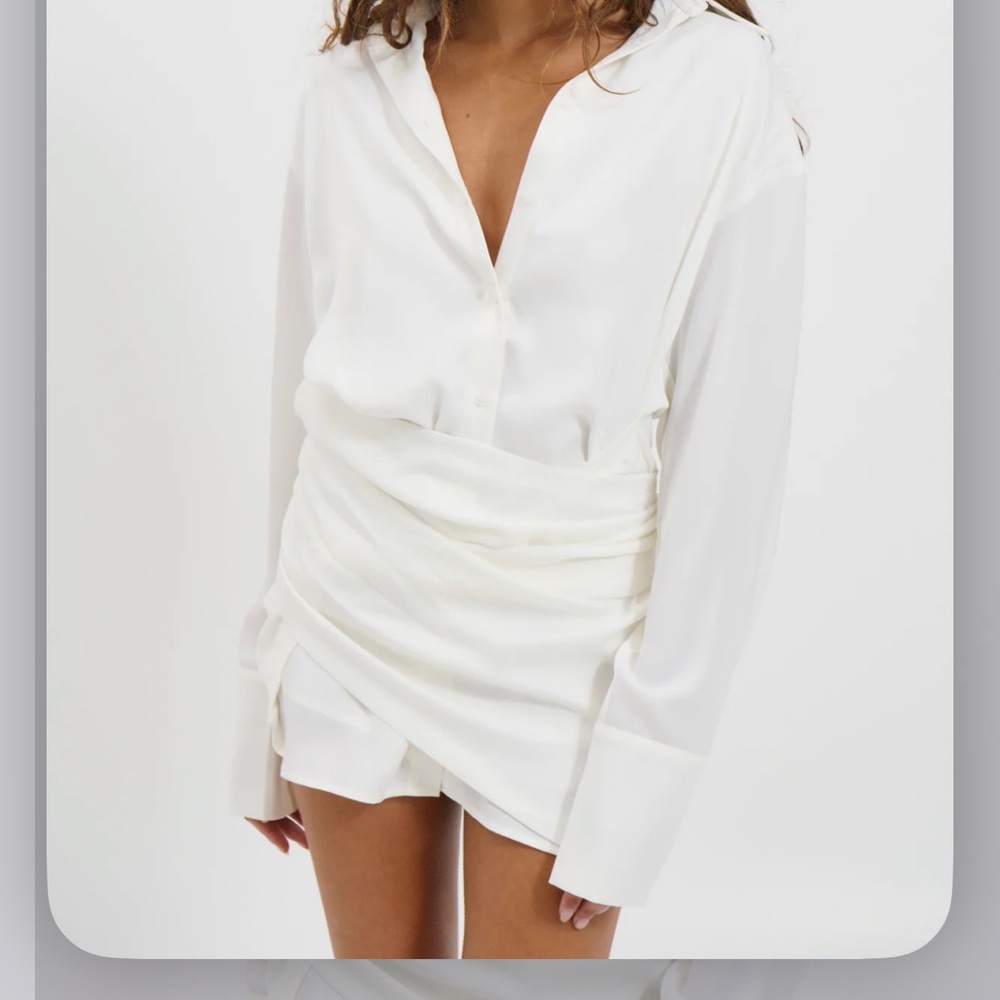 Bronze Snake SNDYS Mae Elegant White Long Sleeve Shirt Dress Size XS BNWT